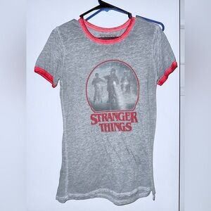 Stranger Things Gray and Red Women's Short Sleeve Tee